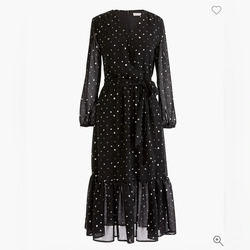 JCrew Point Sur faux-wrap dress in crinkle chiffon 6 Womens L0113 Black NWOT - Picture 1 of 3